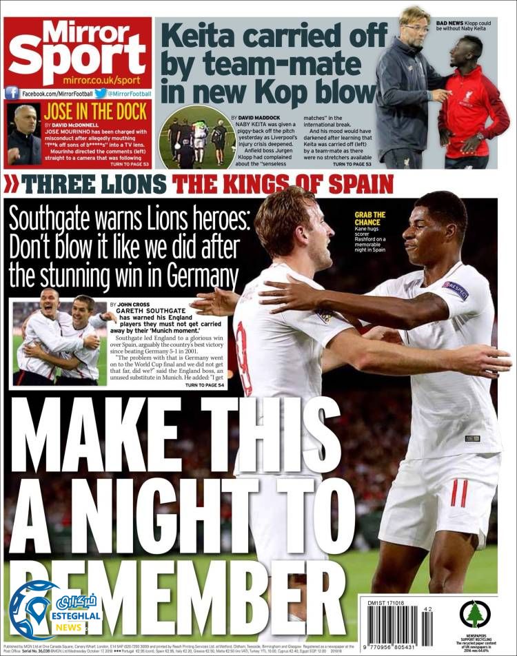 روزنامه ورزشی میرور اسپورت چهارشنبه 25 مهر 1397