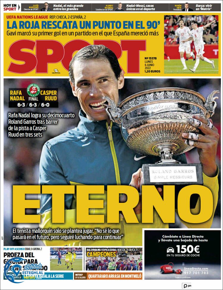 روزنامه ورزشی اسپورت دوشنبه 16 خرداد 1401