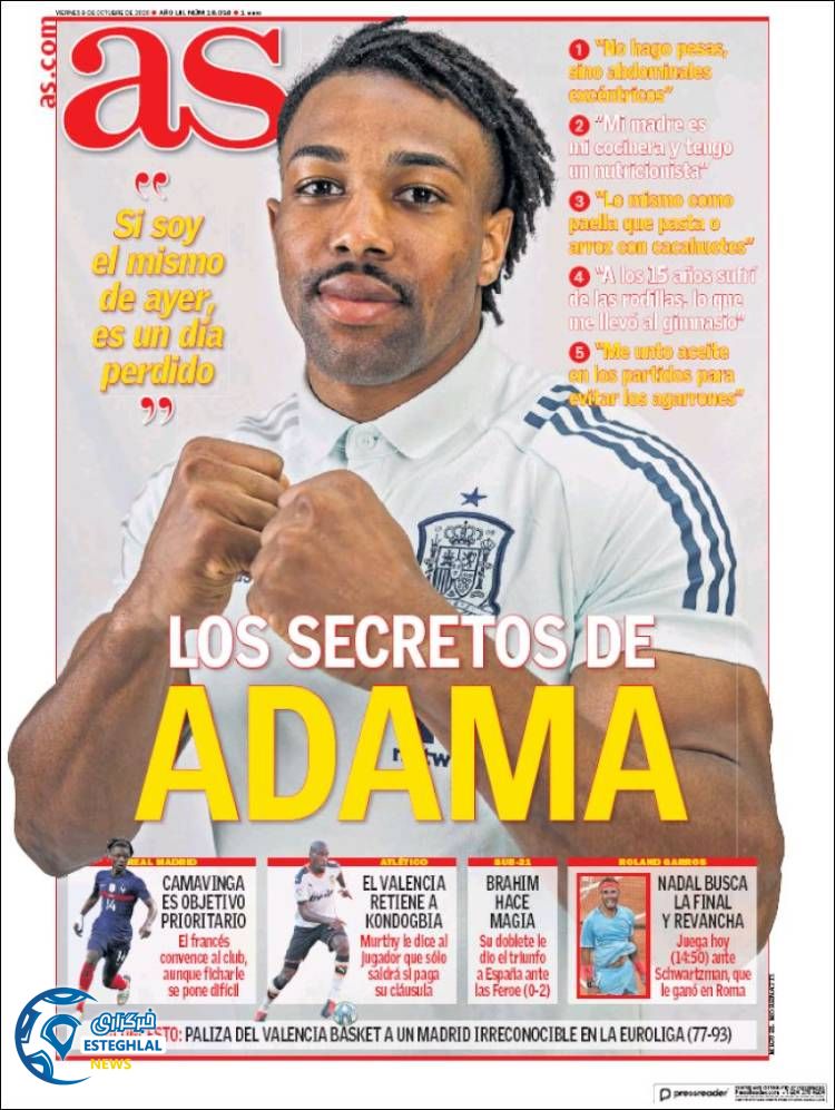 روزنامه ورزشی آاس جمعه 18 مهر 1399