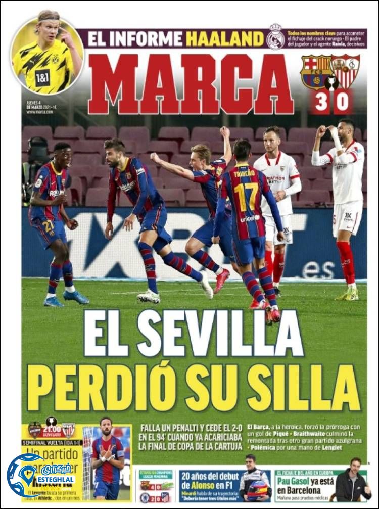 روزنامه ورزشی مارکا پنجشنبه 14 اسفند 1399