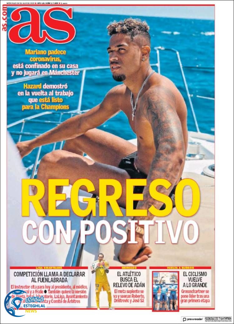 روزنامه ورزشی آاس چهارشنبه 8 مرداد 1399