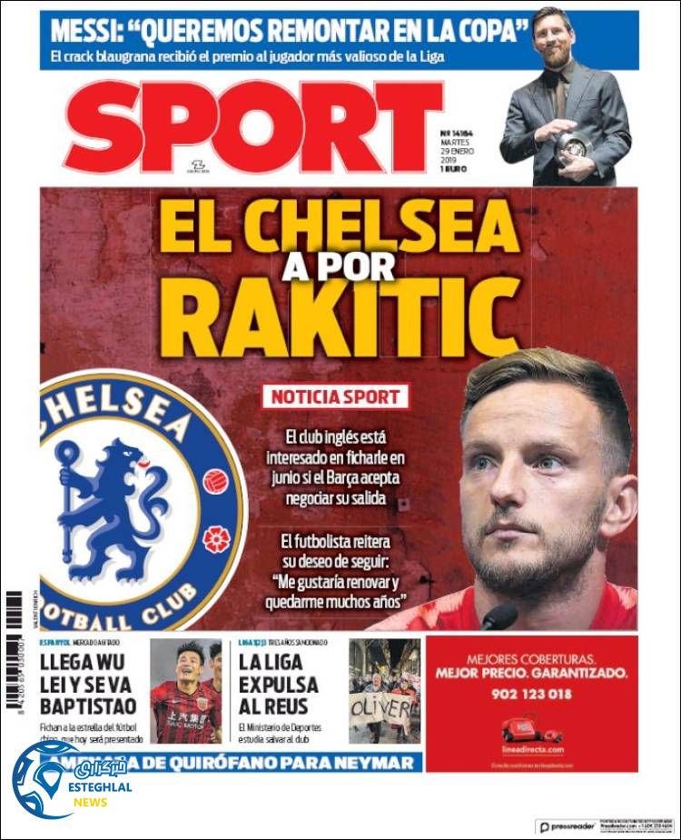 روزنامه ورزشی اسپورت سه شنبه 9 بهمن 1397