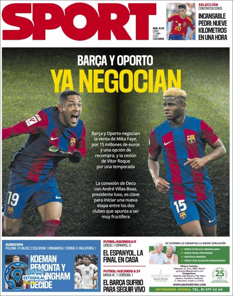 روزنامه ورزشی اسپورت دوشنبه 28 خرداد 1403 