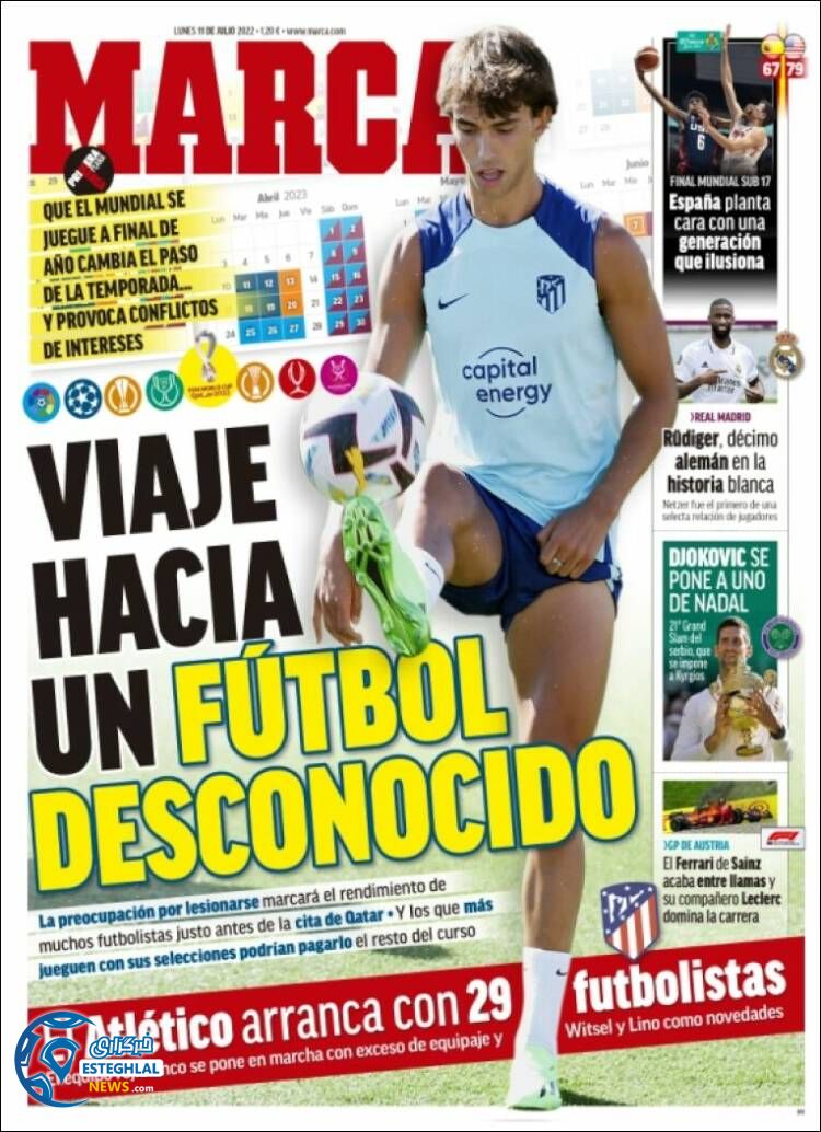 روزنامه ورزشی مارکا دوشنبه 20 تیر 1401