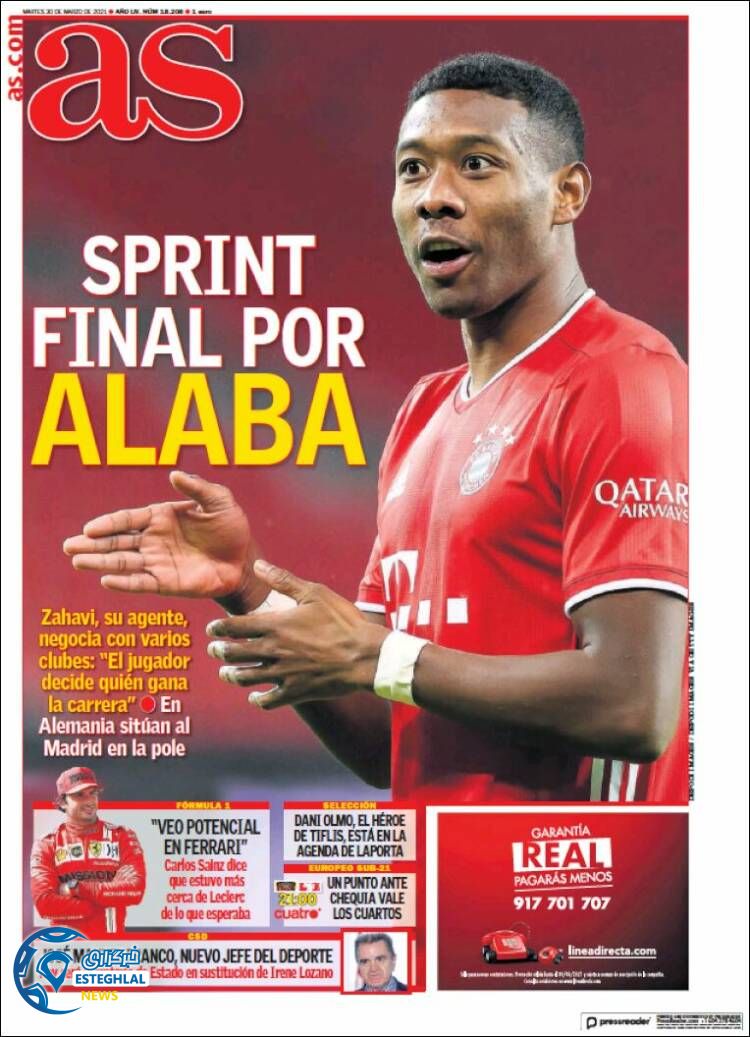 روزنامه ورزشی آ اس سه شنبه 10 فروردین 1400