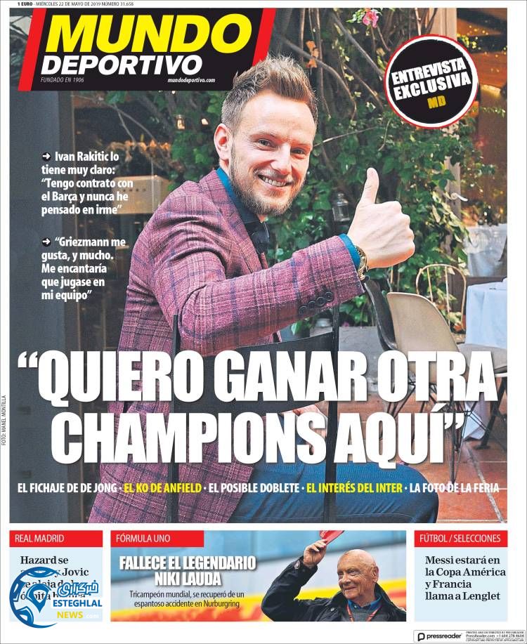 روزنامه ورزشی موندو دپورتیوو چهارشنبه 1 خرداد 1398