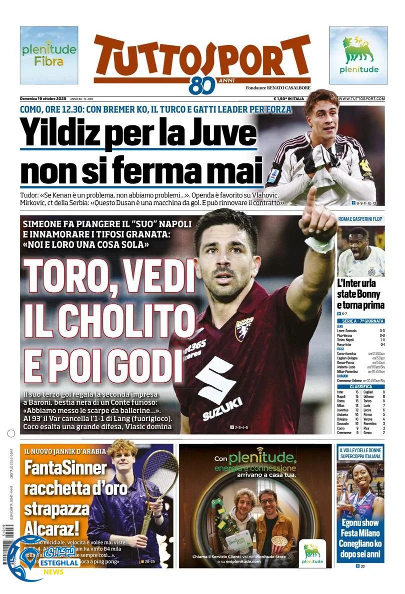 روزنامه  ورزشی  توتو اسپورت یکشنبه 27 مهر 1404 