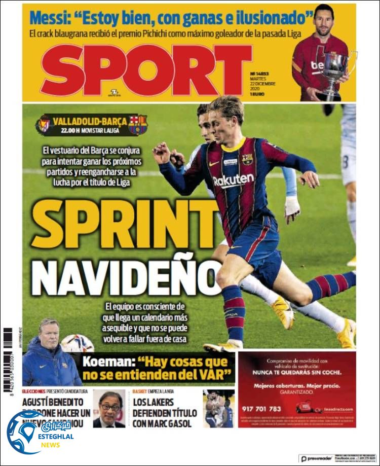 روزنامه ورزشی اسپورت سه شنبه 2 دی 1399