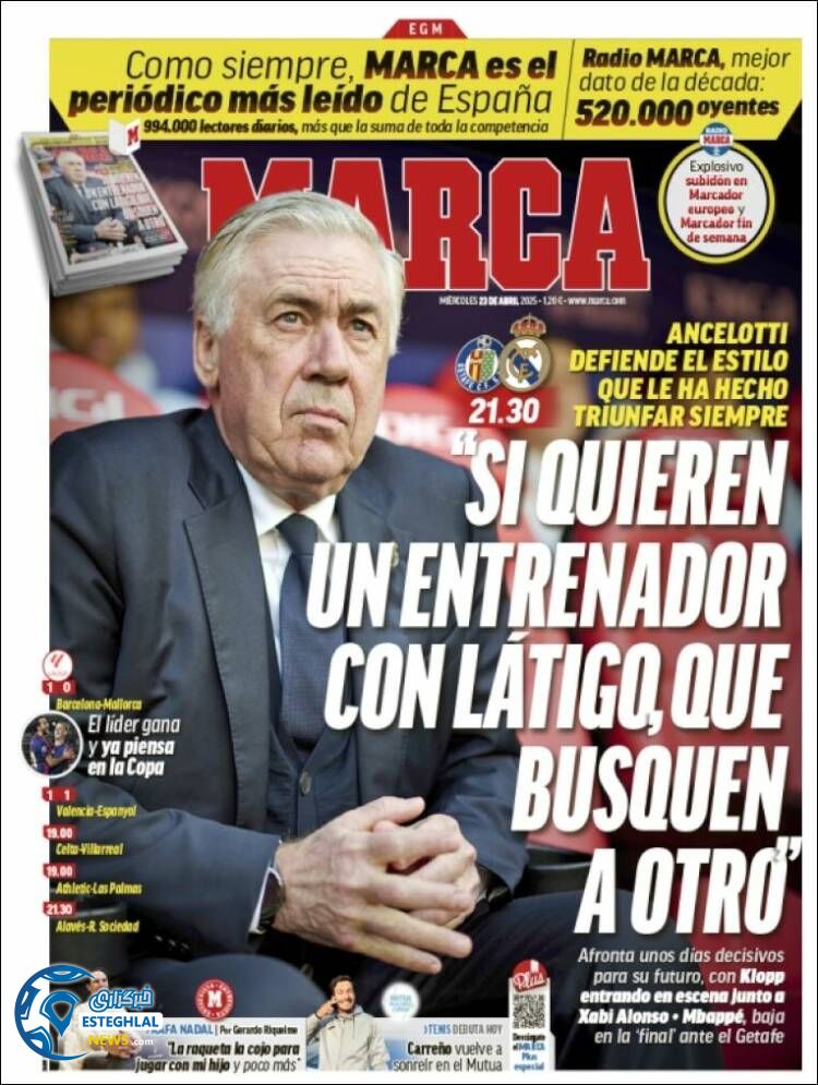 روزنامه ورزشی مارکا چهارشنبه 3 اردیبهشت 1404  