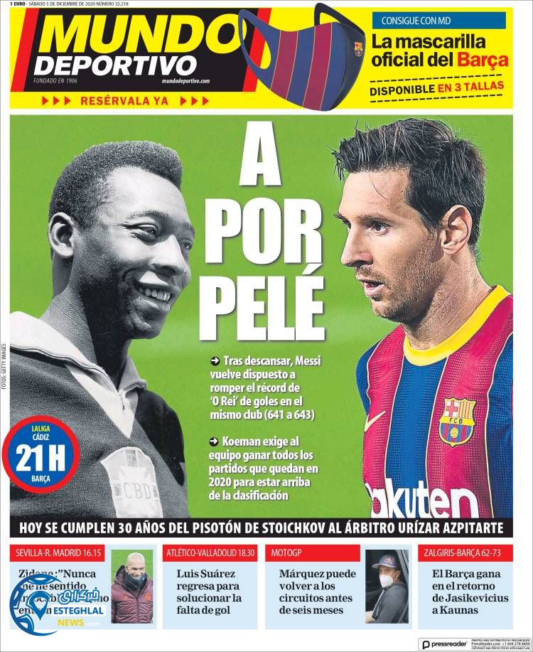 روزنامه ورزشی موندو دپورتیوو شنبه 15 آذر 1399