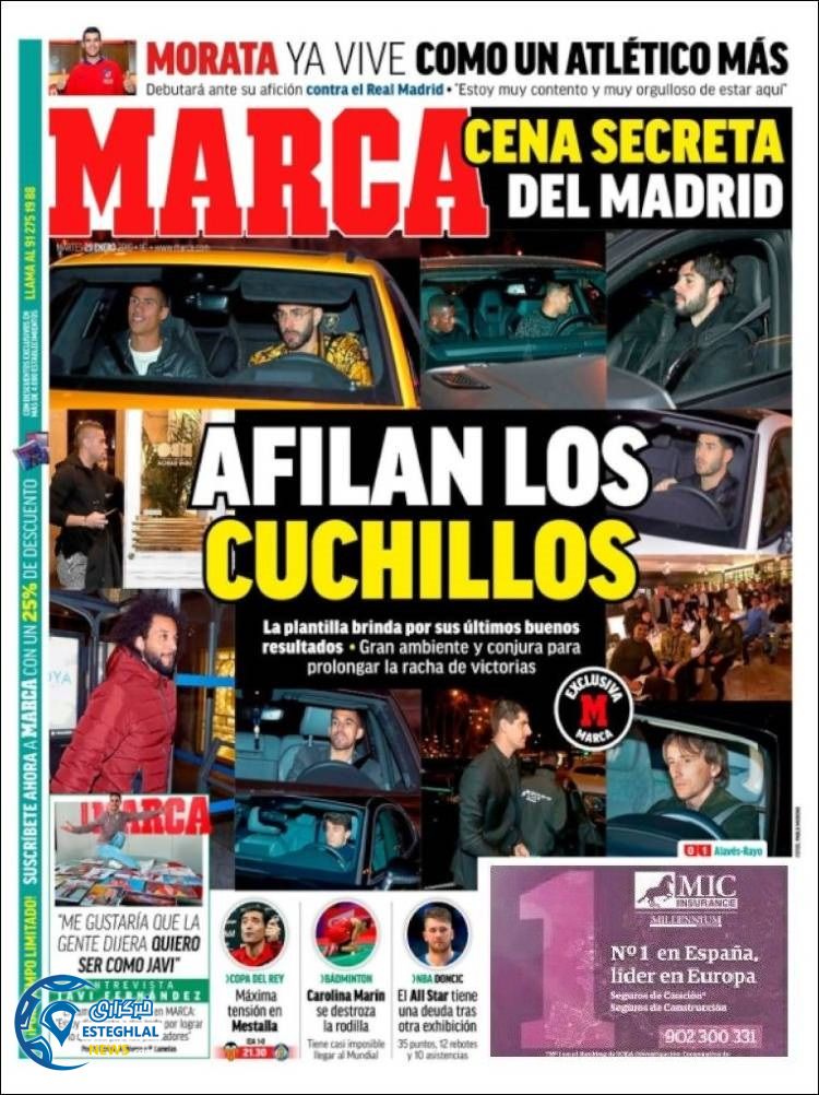 روزنامه ورزشی مارکا سه شنبه 9 بهمن 1397