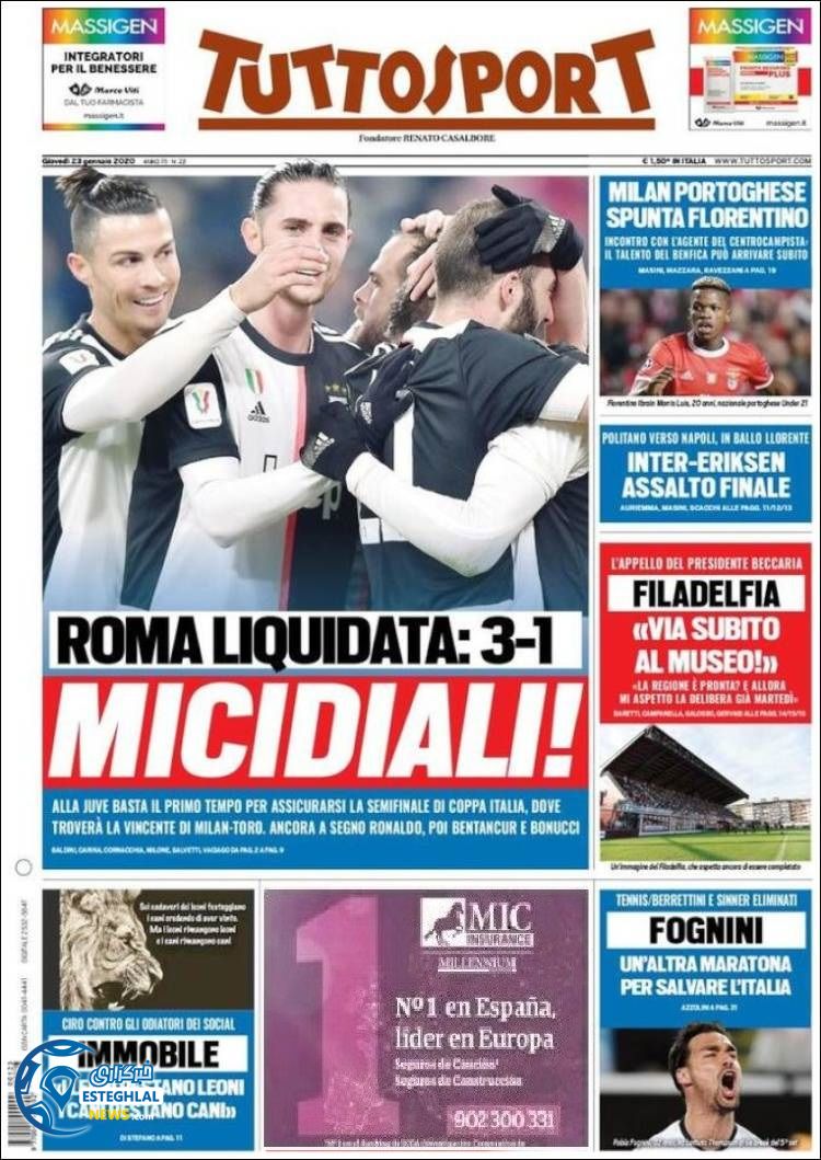 روزنامه ورزشی توتو اسپورت پنجشنبه 3 بهمن 1398