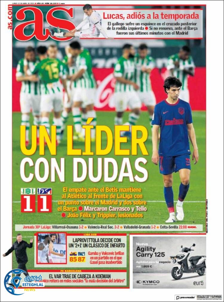 روزنامه ورزشی آاس دوشنبه 23 فروردین 1400