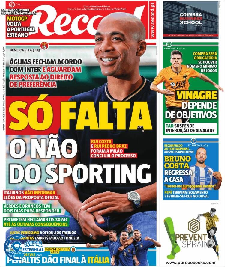 روزنامه ورزشی رکورد چهارشنبه 16 تیر 1400