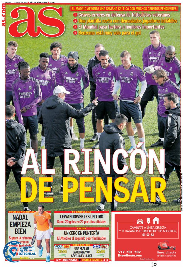 روزنامه ورزشی آ اس سه شنبه 27 دی 1401 