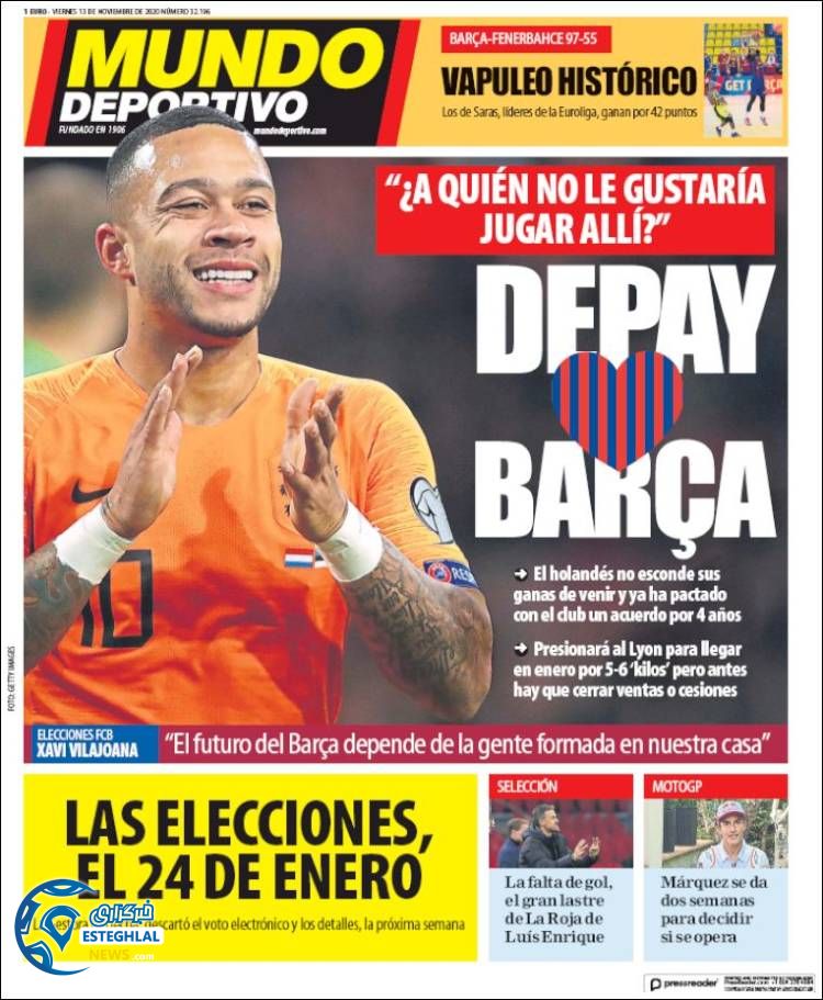 روزنامه ورزشی موندو دپرتیوو جمعه 23 آبان 1399