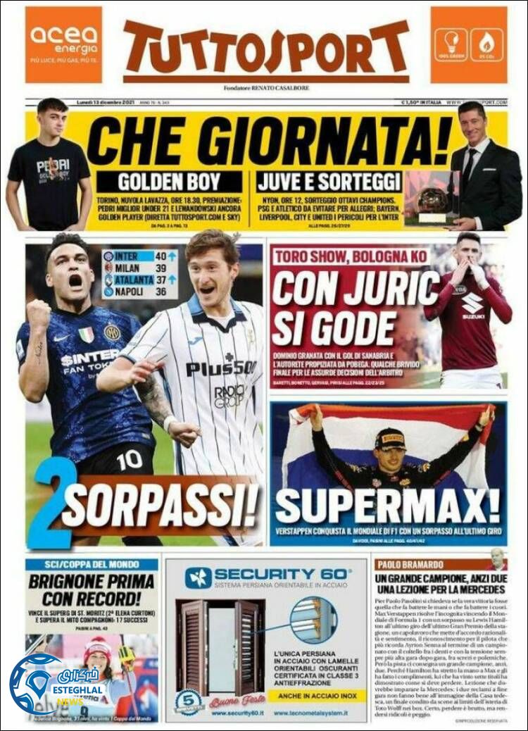 روزنامه ورزشی توتو اسپورت دوشنبه 22 آذر 1400