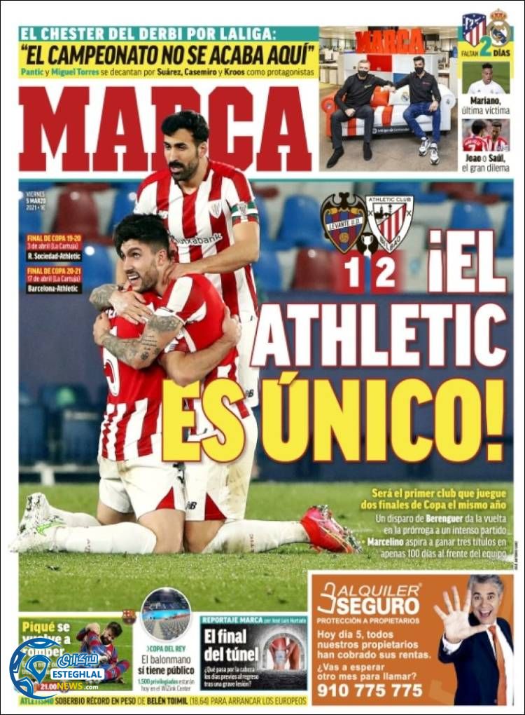 روزنامه ورزشی مارکا جمعه 15 اسفند 1399