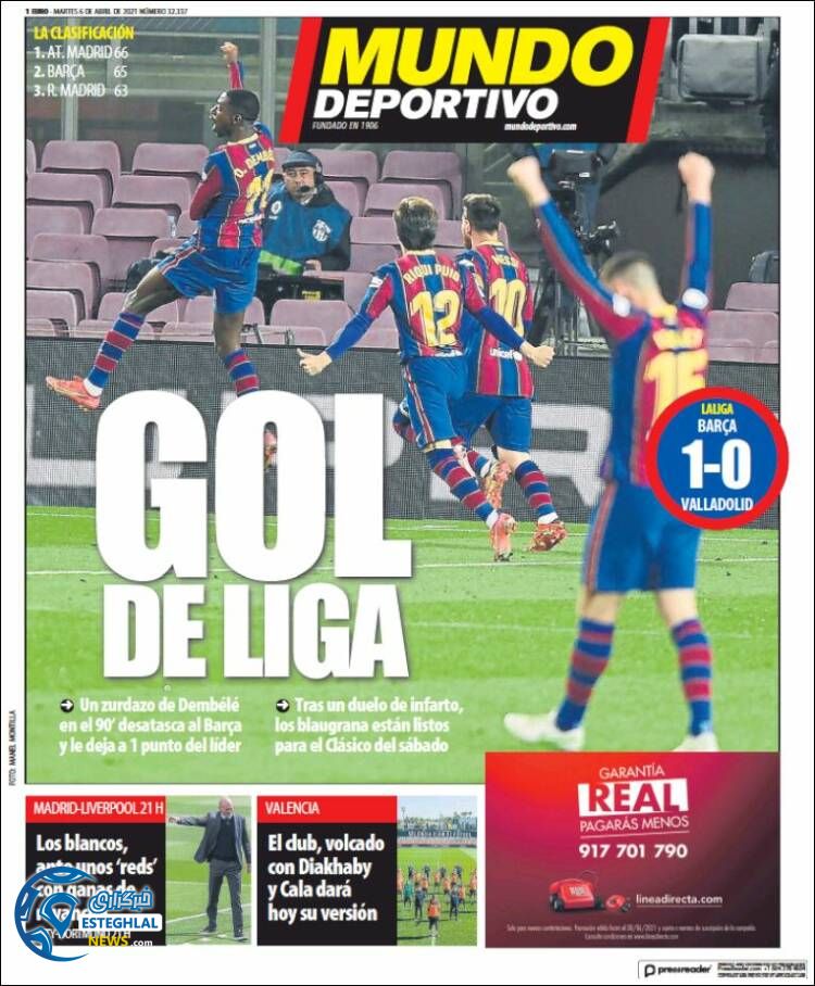 روزنامه ورزشی موندو دپورتیوو سه شنبه 17 فروردین 1400