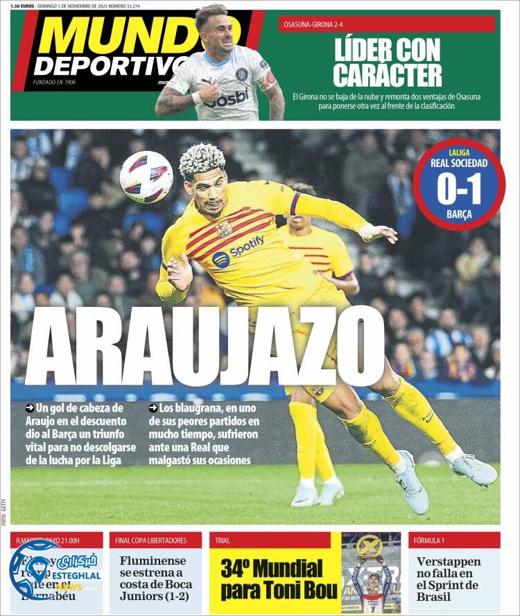 روزنامه ورزشی موندو دپورتیوو یکشنبه 14 آبان 1402