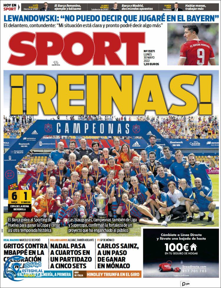 روزنامه ورزشی اسپورت دوشنبه 9 خرداد 1401