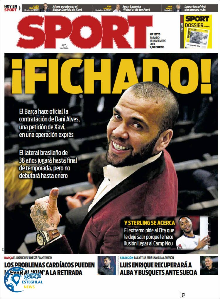 روزنامه ورزشی اسپورت شنبه 22 آبان 1400