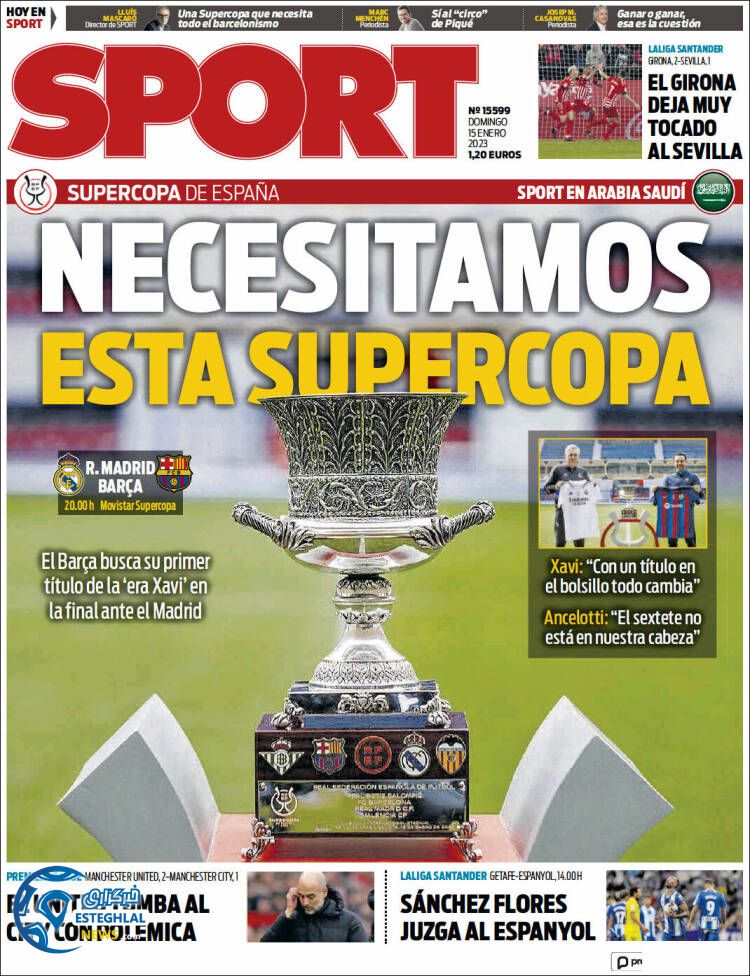 روزنامه ورزشی اسپورت یکشنبه 25 دی 1401 