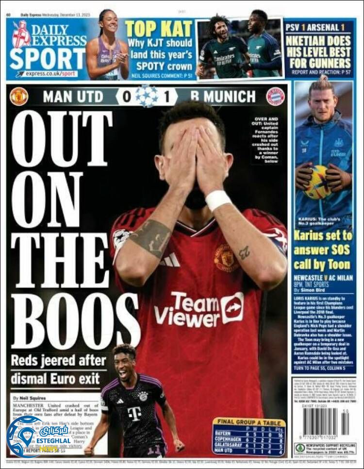 روزنامه ورزشی اکسپرس اسپورت چهارشنبه 22 آذر 1402 