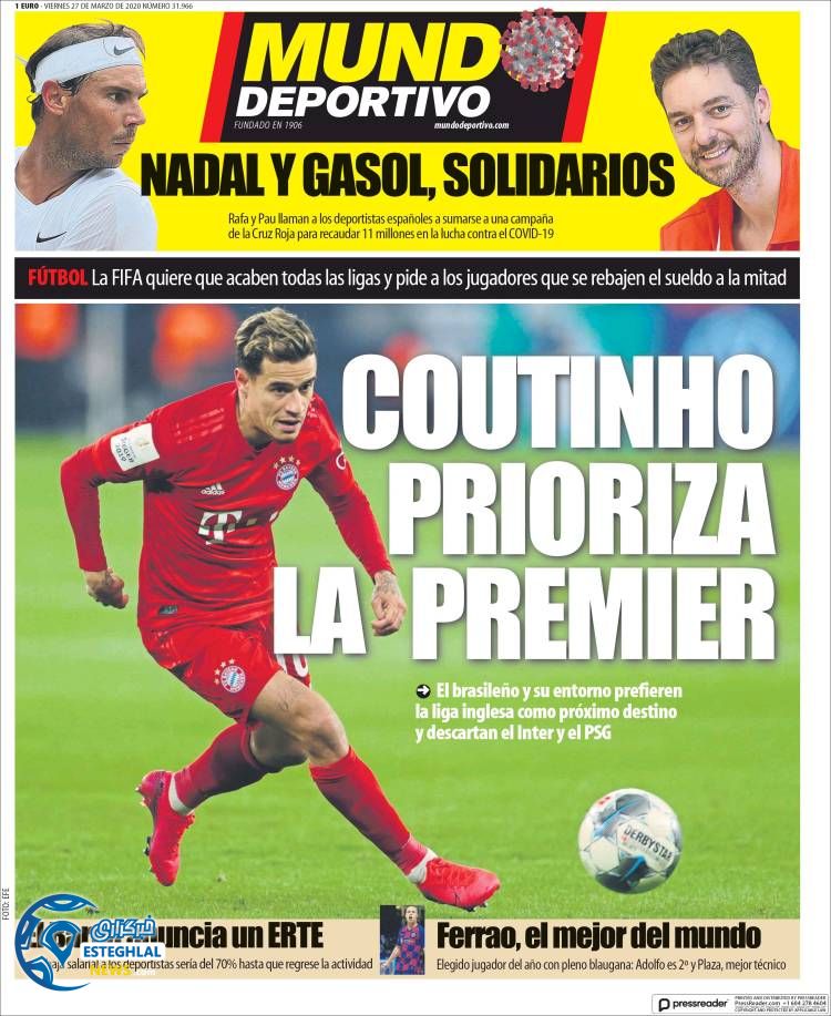 روزنامه ورزشی موندو دپورتیوو جمعه 8 فروردین 1399