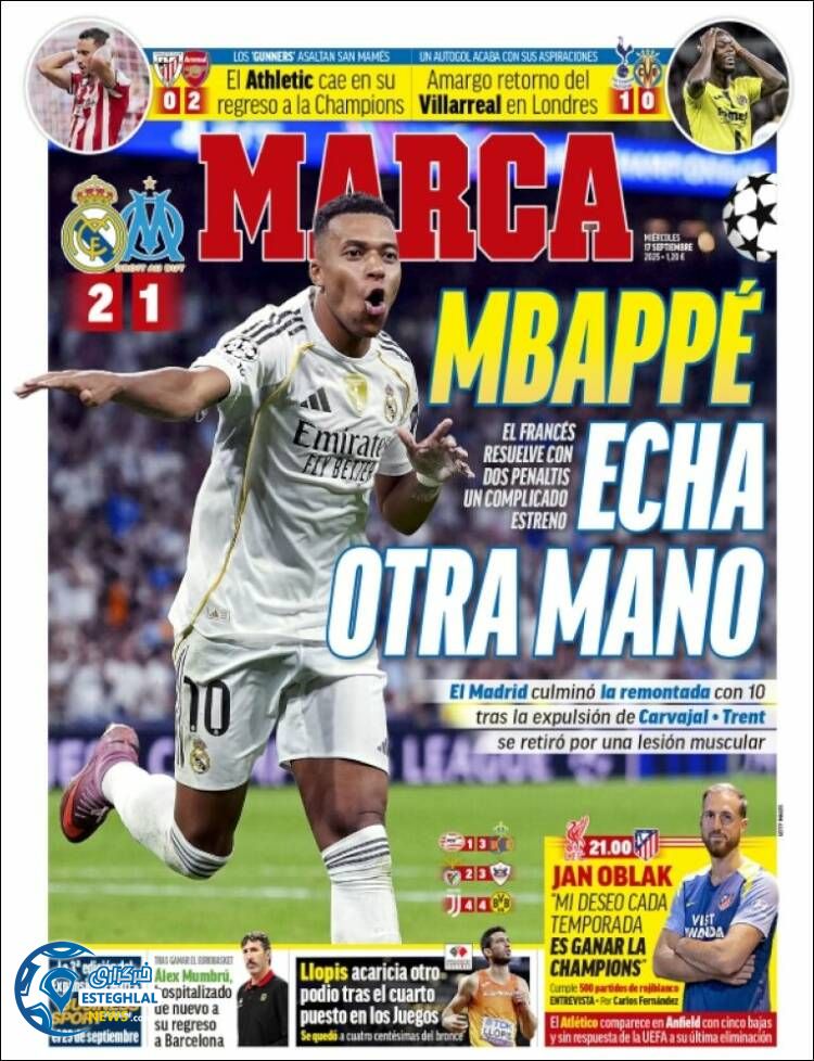 روزنامه ورزشی مارکا  چهارشنبه 26 شهریور 1404 