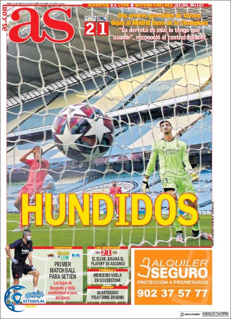 روزنامه ورزشی آاس شنبه 18 مرداد 1399