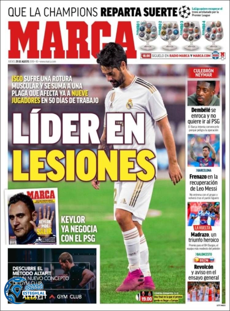 روزنامه ورزشی مارکا پنجشنبه 7 شهریور 1398