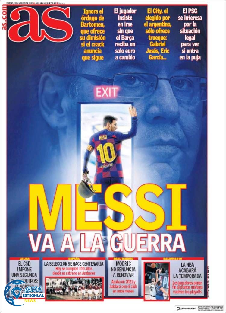 روزنامه ورزشی آاس جمعه 7 شهریور 1399