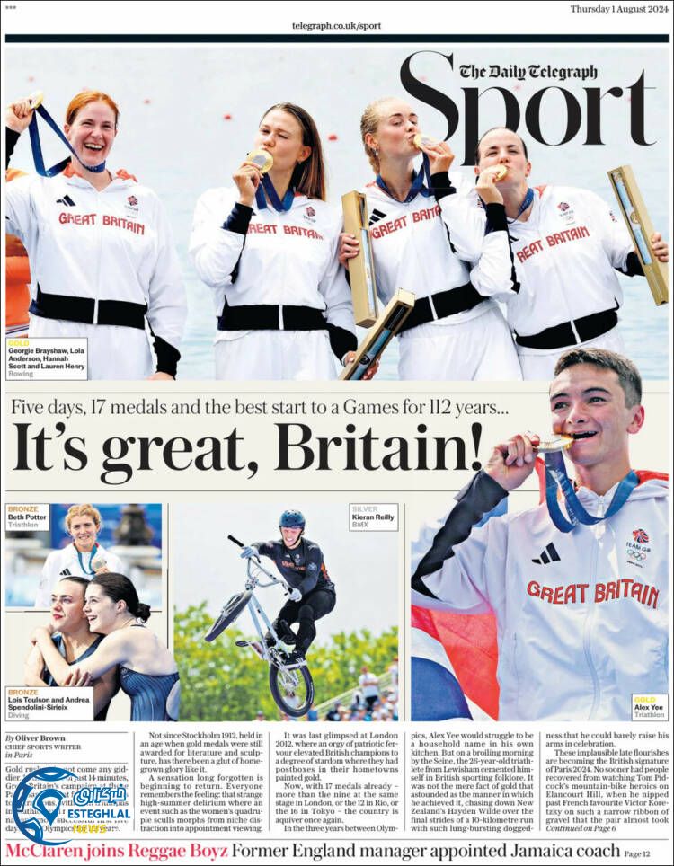 روزنامه ورزشی تلگراف  اسپورت پتجشنبه 11 مرداد 1403 