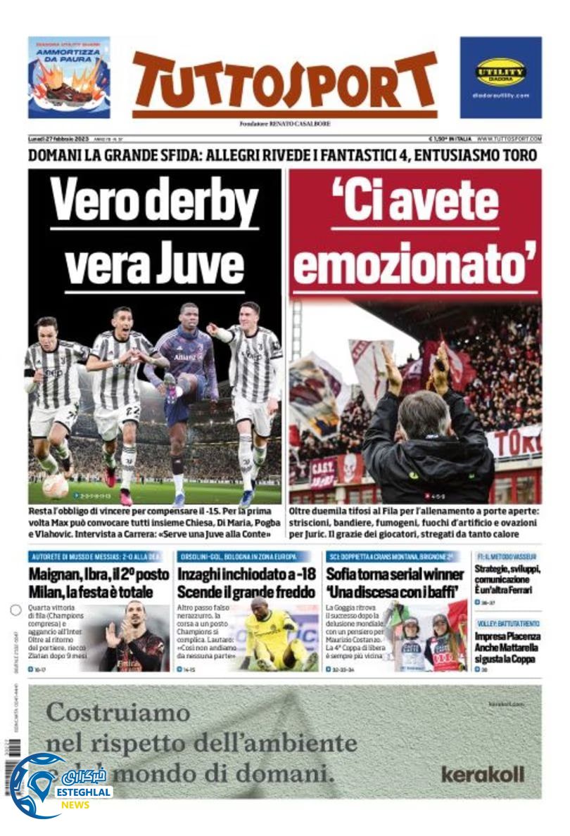 روزنامه ورزشی توتو اسپورت دوشنبه 8 اسفند 1401 