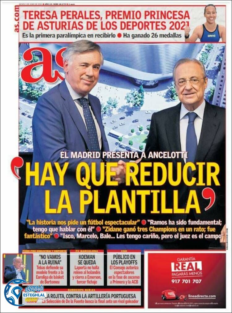 روزنامه ورزشی آ اس پنجشنبه 13 خرداد 1400