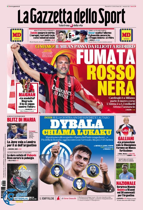 روزنامه ورزشی گاتزتا دلو اسپورت سه شنبه 10 خرداد 1401