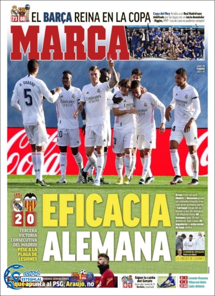 روزنامه ورزشی مارکا دوشنبه 27 بهمن 1399