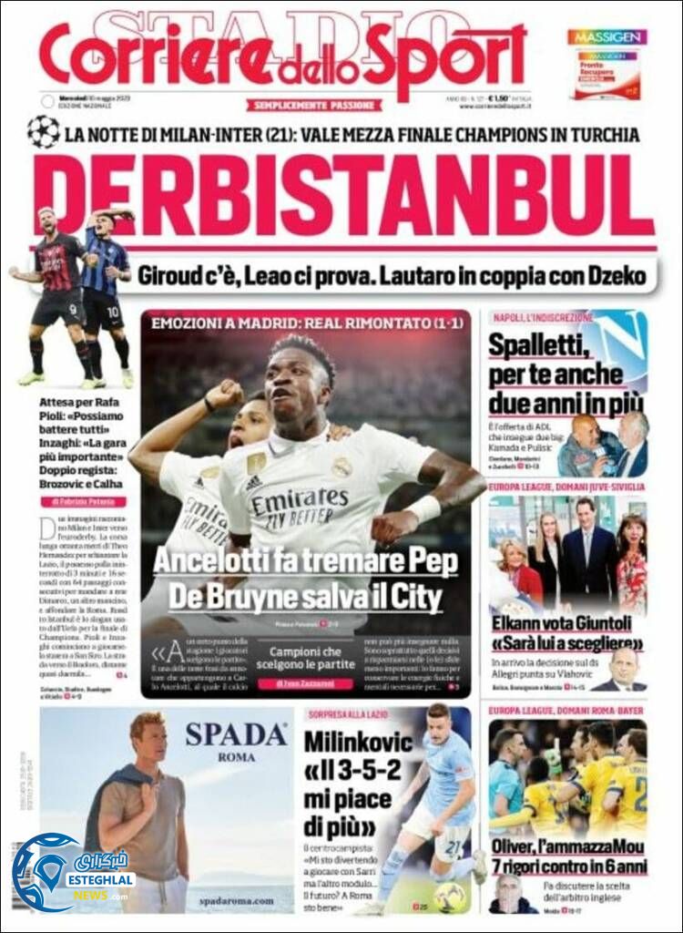 روزنامه  ورزشی کوریره دلو اسپورت چهارشنبه 20 اردیبهشت 1402  