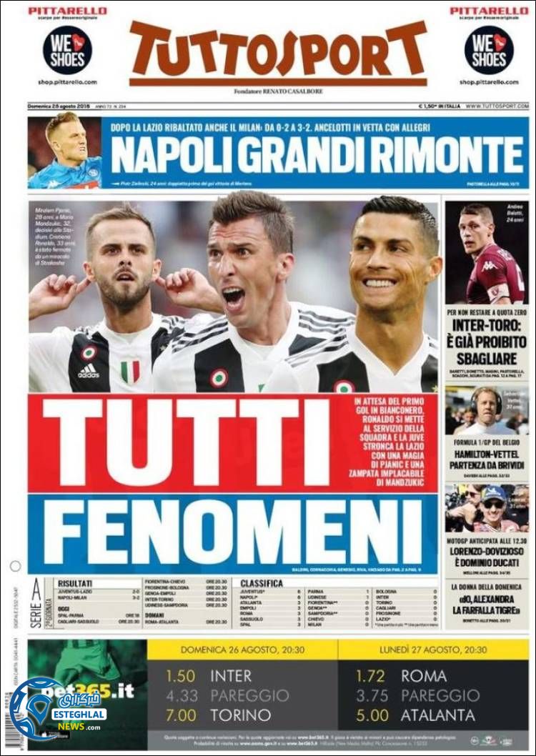 روزنامه ورزشی توتو اسپورت یکشنبه 4 شهریور 1397