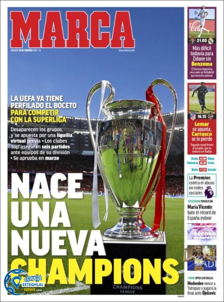 روزنامه ورزشی مارکا شنبه 2 اسفند 1399