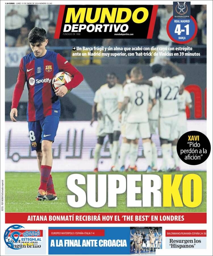 روزنامه ورزشی موندو دپورتیوو دوشنبه 25 دی 1402 