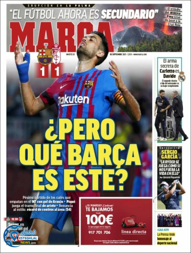 روزنامه ورزشی مارکا سه شنبه 30 شهریور 1400