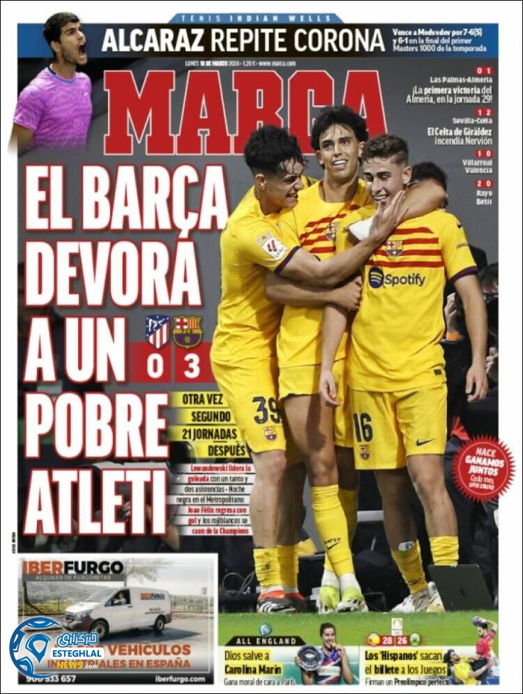 روزنامه ورزشی مارکا دوشنبه 28 اسفند 1402 