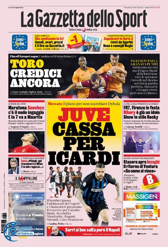 روزنامه ورزشی گاتزتا دلو اسپورت جمعه 1 شهریور 1398