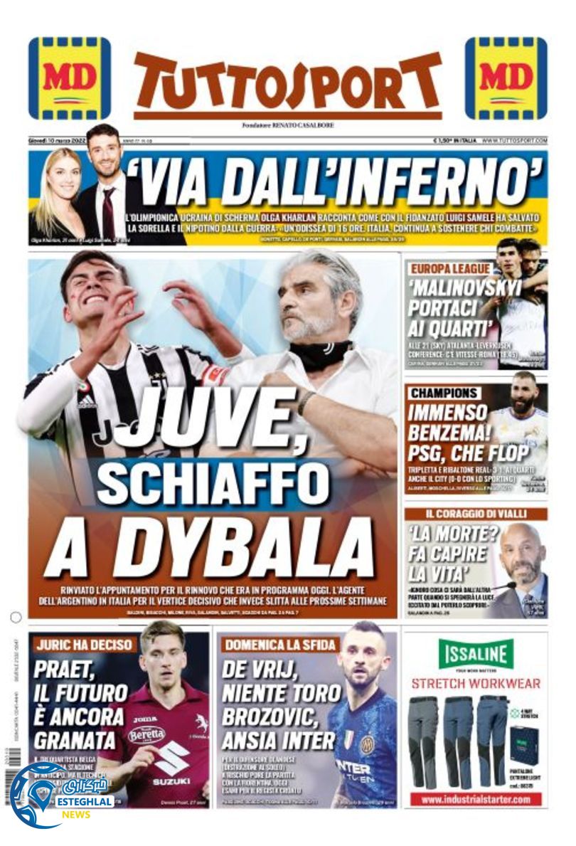 روزنامه ورزشی توتو اسپورت پنجشنبه 19 اسفند 1400