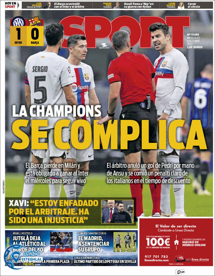 روزنامه ورزشی اسپورت چهارشنبه 13 مهر 1401 