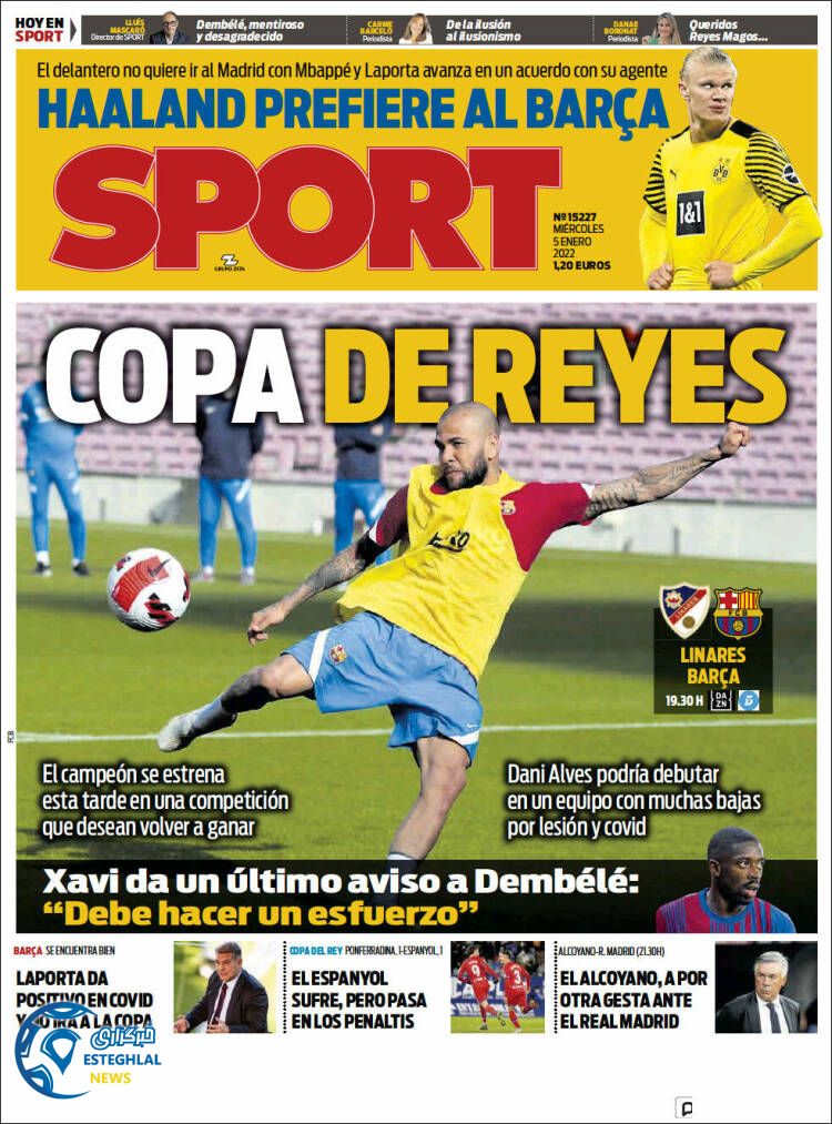 روزنامه ورزشی اسپورت چهارشنبه 15 دی 1400