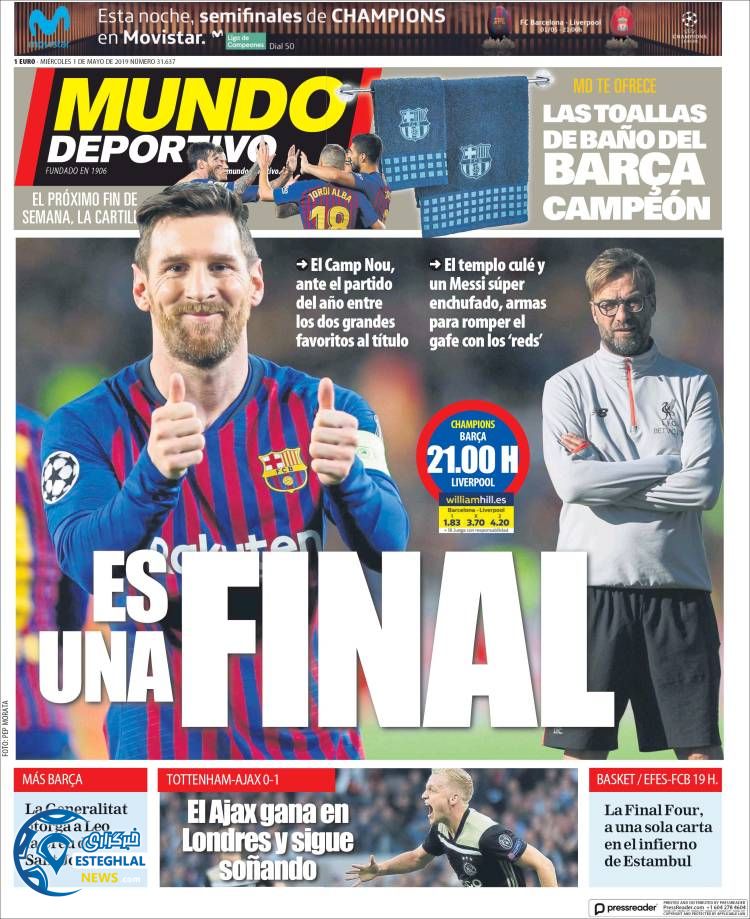 روزنامه ورزشی موندو دپورتیوو چهارشنبه 11 اردیبهشت 1398