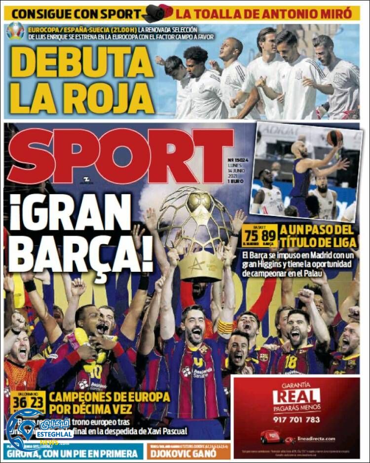 روزنامه ورزشی اسپورت دوشنبه 24 خرداد 1400